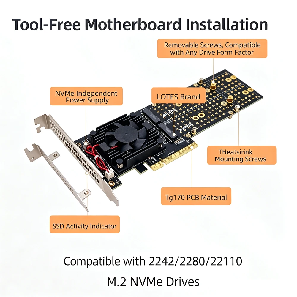 Tarjeta de expansión PLX8747 Q - Quad M.2 Nvme Pcie Bifurcation Card reseña y precio